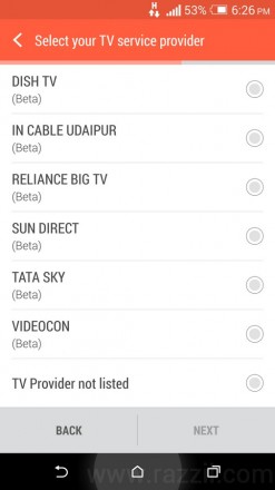 HTC Sense TV Program Guide India