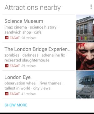 Google Now Cards aNearby Attractions