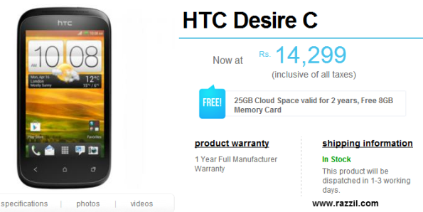 HTC Desire C India